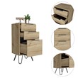 FM Furniture London Modern Metal Dresser with 3-Drawer & 4-Leg in Light Oak