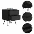 FM FURNITURE Nuvo Modern Metal Bedroom Nightstand with 2-Drawer in Black