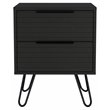 FM FURNITURE Nuvo Modern Metal Bedroom Nightstand with 2-Drawer in Black