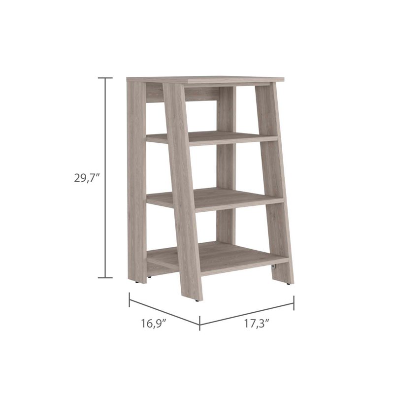 FM Furniture Phoenix Modern Wood Linen Cabinet with 4-Shelf in Light Gray