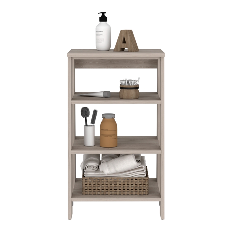 FM FURNITURE Phoenix Modern Wood Linen Cabinet with 4-Shelf in Light Gray