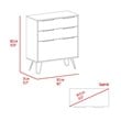 FM Furniture Praga Modern Metal Dresser with 3-Drawer & Countertop in Light Oak