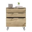 FM Furniture Praga Modern Metal Dresser with 3-Drawer & Countertop in Light Oak