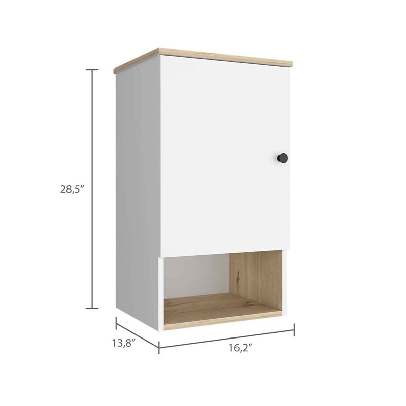FM FURNITURE Senegal Modern Wood Bathroom Medicine Cabinet in Light Oak/White