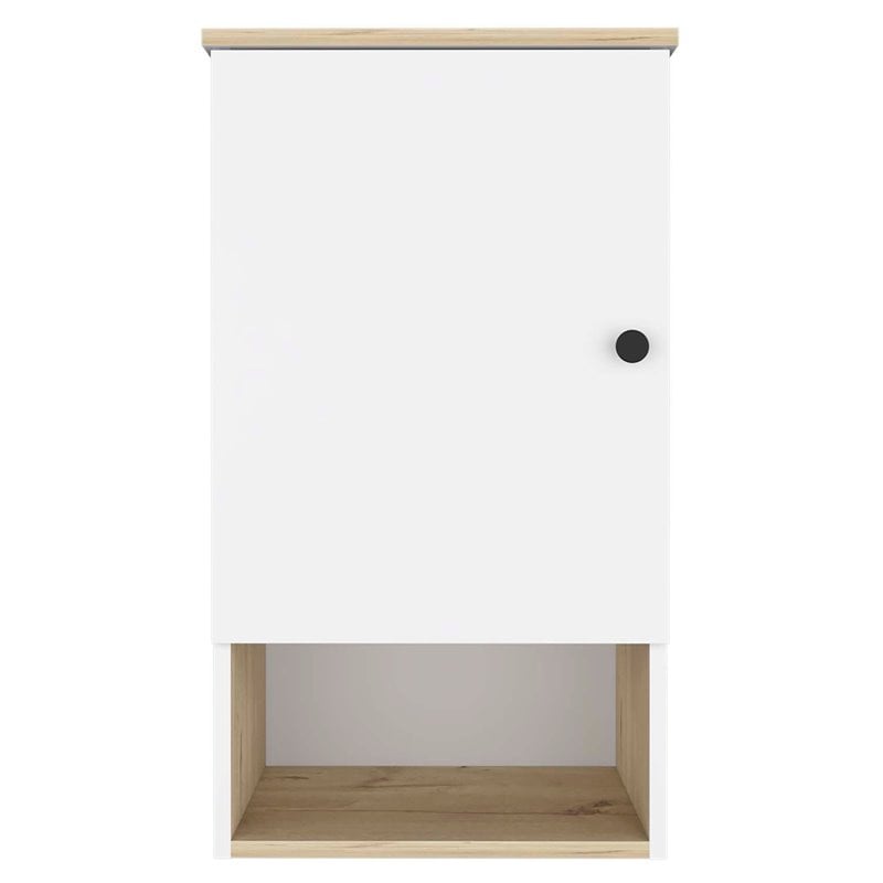 FM FURNITURE Senegal Modern Wood Bathroom Medicine Cabinet in Light Oak/White