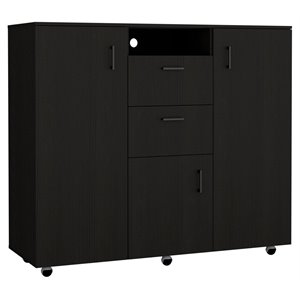 fm furniture sicilia modern wood bedroom dresser with two-door cabinet in black