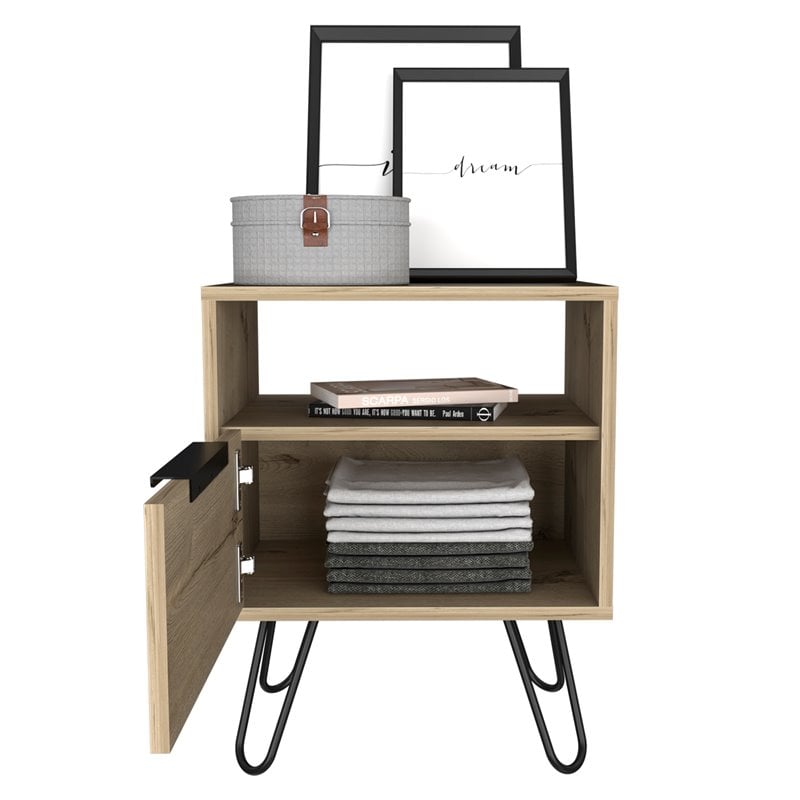 FM FURNITURE Vienna Modern Metal Night Stand with Two Shelves in Black
