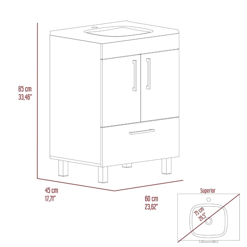 FM FURNITURE Otello Engineered Wood Single Bathroom Vanity in Black