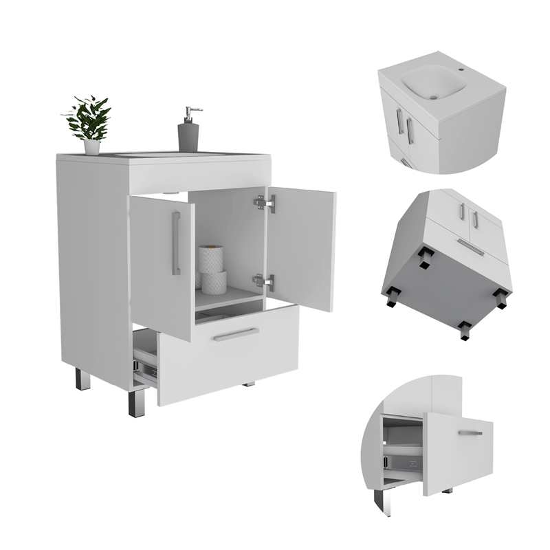 FM FURNITURE Otello Engineered Wood Single Bathroom Vanity in White