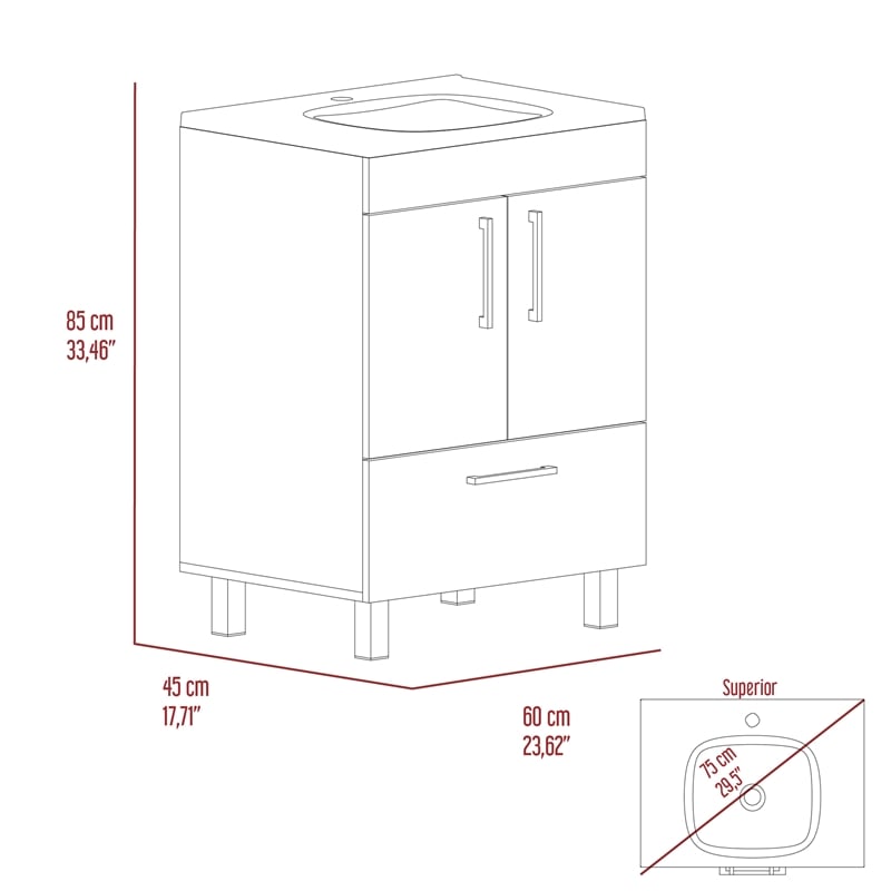 FM FURNITURE Otello Engineered Wood Single Bathroom Vanity in White