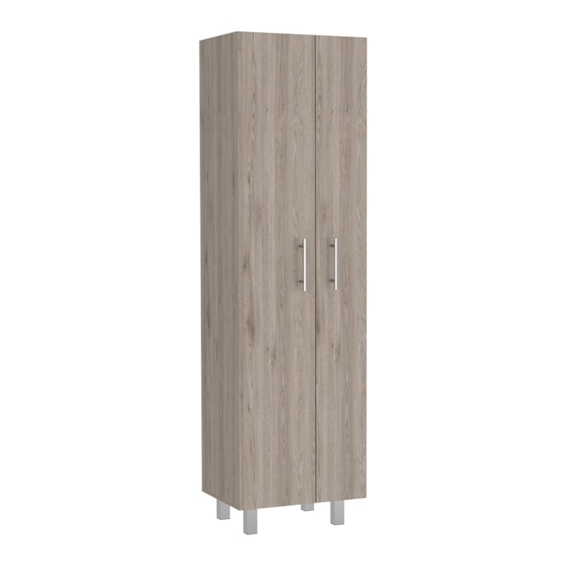 FM FURNITURE Norway 5-Shelf Engineered Wood Pantry in Light Gray/White
