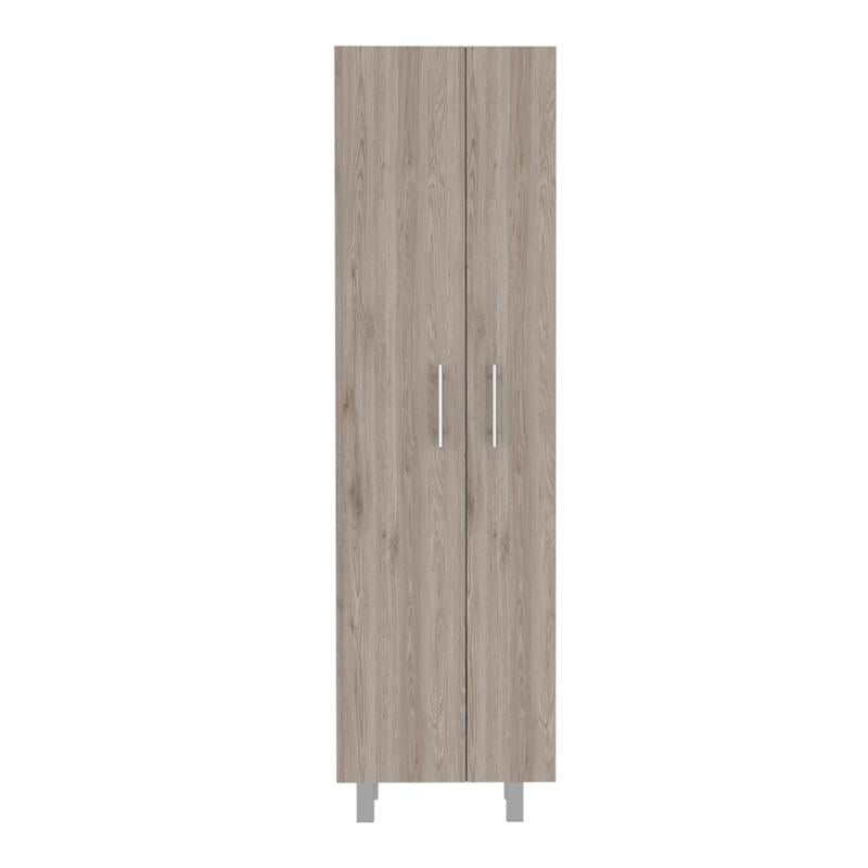 FM FURNITURE Norway 5-Shelf Engineered Wood Pantry in Light Gray/White
