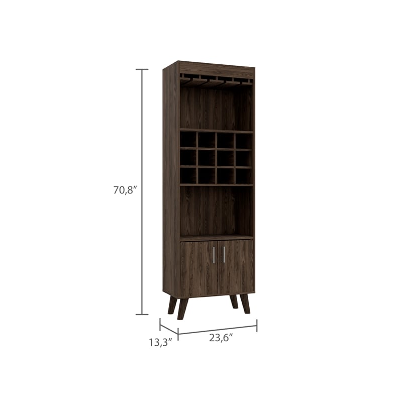 FM FURNITURE Bar Cabinet Edessa Engineered Woodin Dark Walnut