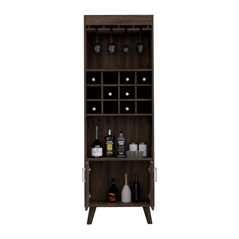 FM FURNITURE Bar Cabinet Edessa Engineered Woodin Dark Walnut