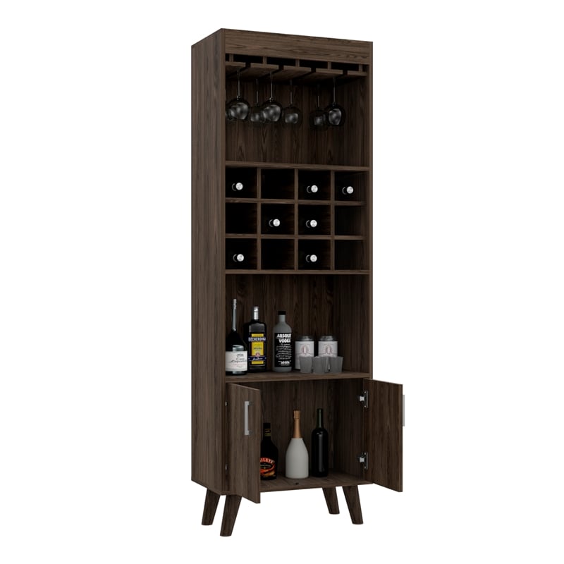FM FURNITURE Bar Cabinet Edessa Engineered Woodin Dark Walnut