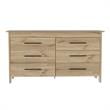 FM FURNITURE Luxor 6-Drawer Engineered Wood Double Dresser in Light Oak/White