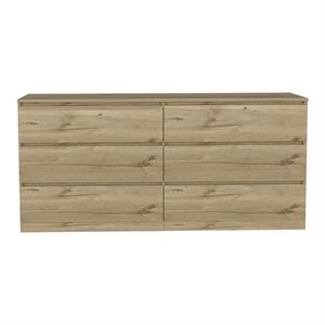 fm furniture seul 6 drawer double dresser light oak-white engineered wood
