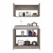 FM FURNITURE Perseus 2-Shelf Engineered Wood Cabinet Set in Light Gray