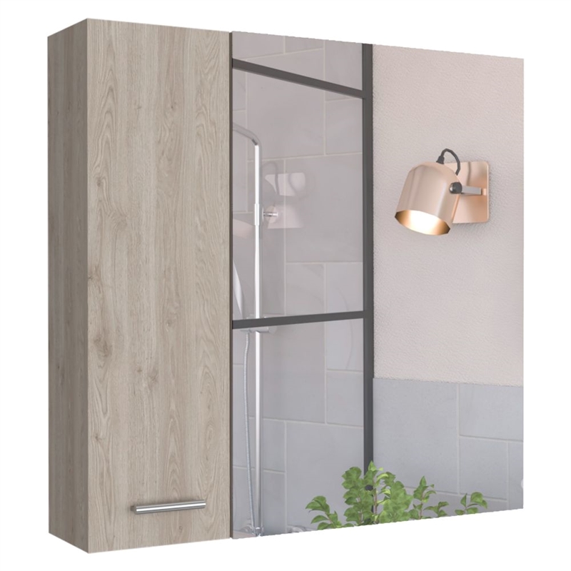 FM FURNITURE Kenya Engineered Wood Medicine Cabinet in Light Gray