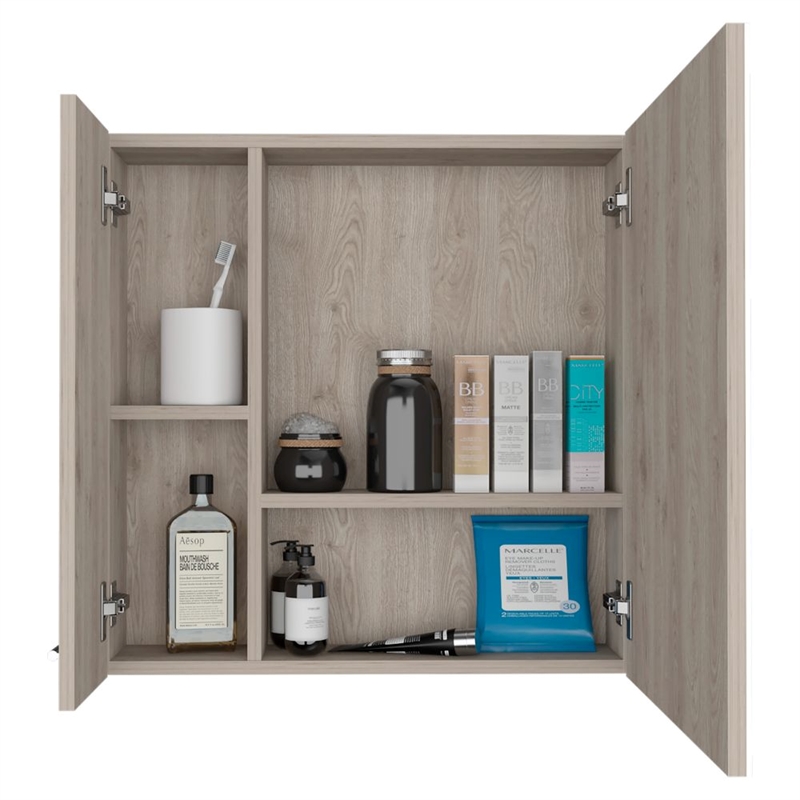 FM FURNITURE Kenya Engineered Wood Medicine Cabinet in Light Gray
