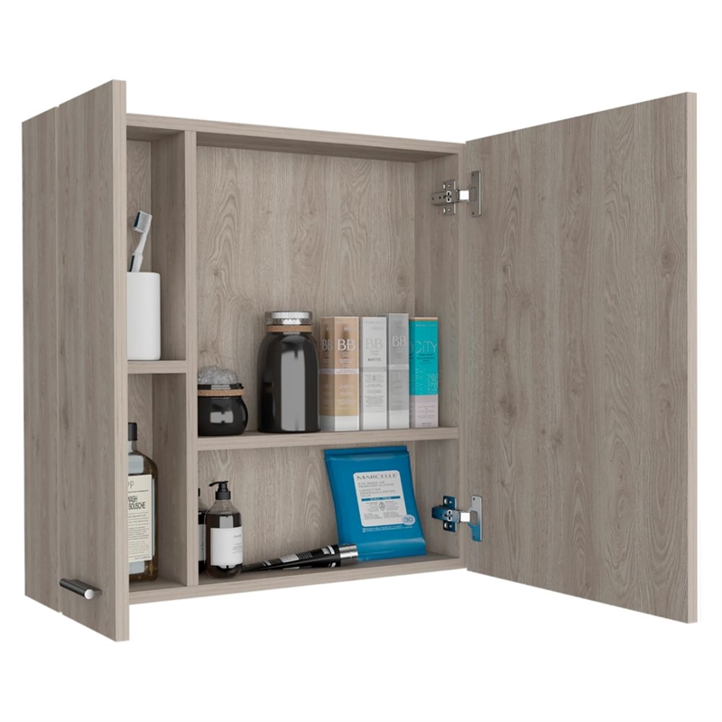 FM FURNITURE Kenya Engineered Wood Medicine Cabinet in Light Gray