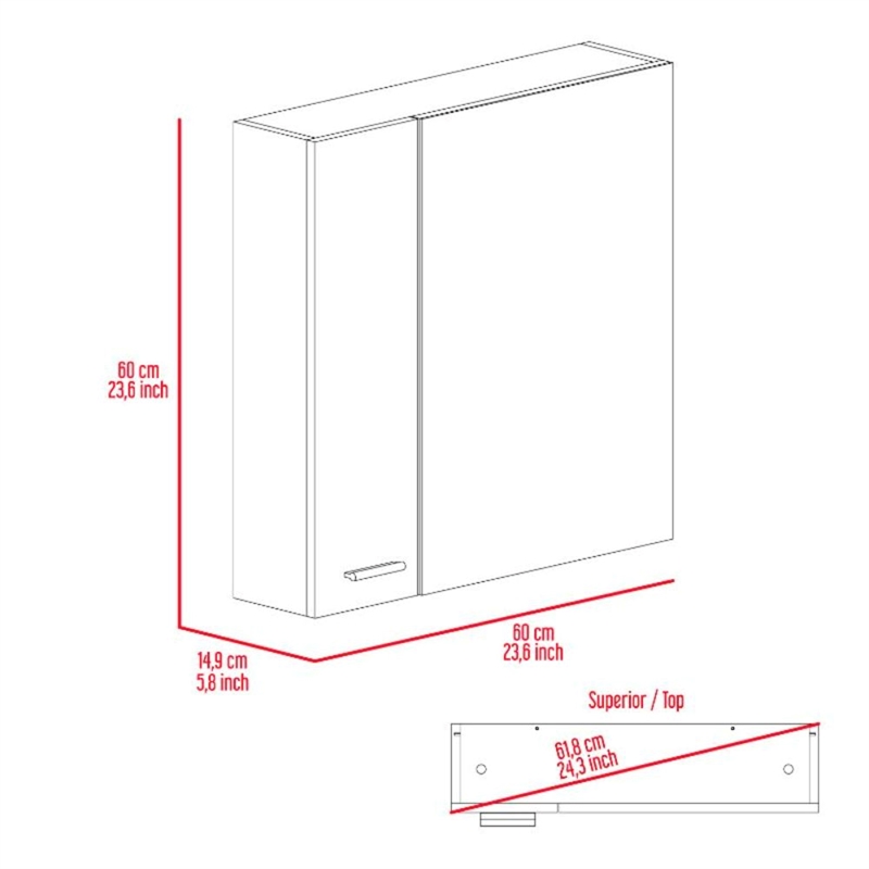 FM FURNITURE Kenya Engineered Wood Medicine Cabinet in Light Gray