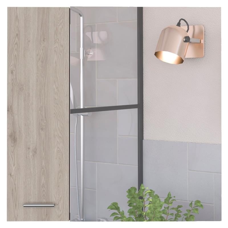 FM FURNITURE Kenya Engineered Wood Medicine Cabinet in Light Gray