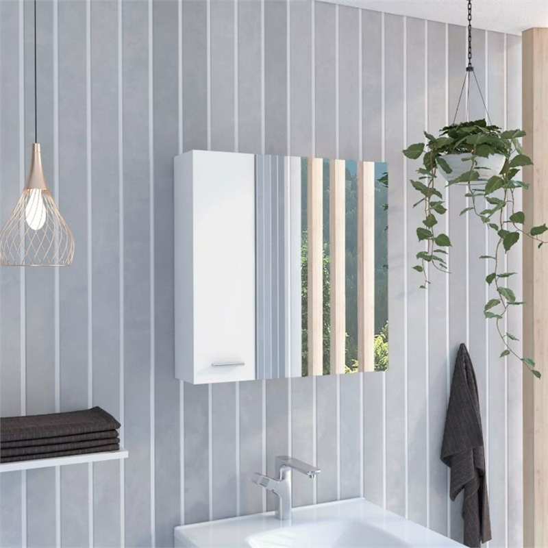 FM FURNITURE Kenya Engineered Wood Medicine Mirrored Cabinet in White
