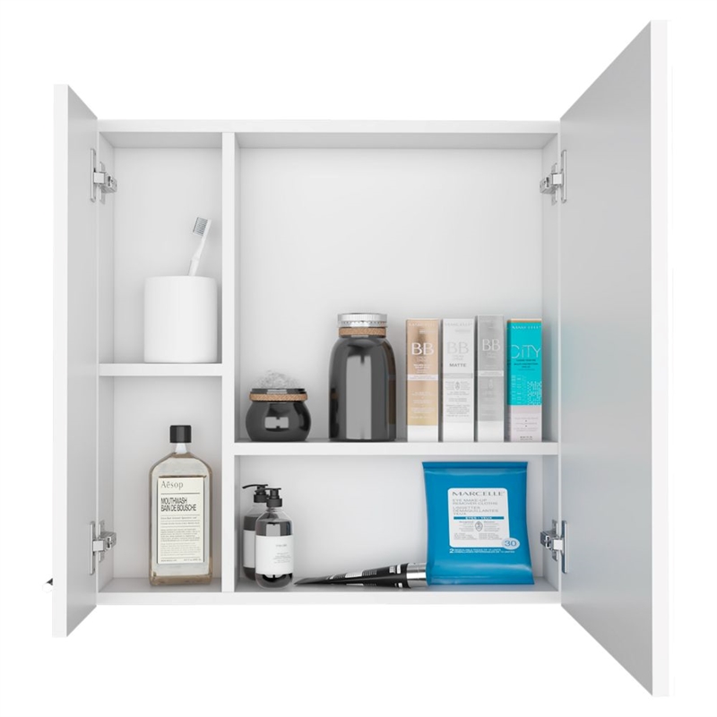 FM FURNITURE Kenya Engineered Wood Medicine Mirrored Cabinet in White