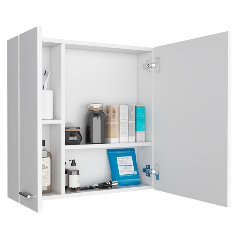 FM FURNITURE Kenya Engineered Wood Medicine Mirrored Cabinet in White