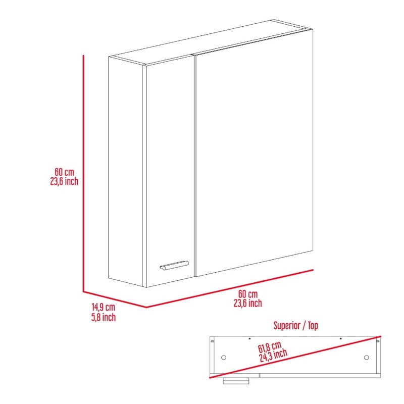 FM FURNITURE Kenya Engineered Wood Medicine Mirrored Cabinet in White