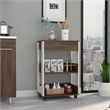 FM FURNITURE Dundee 2-Shelf Engineered Wood Kitchen Cart in Dark Walnut/White