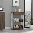 FM FURNITURE Dundee 2-Shelf Engineered Wood Kitchen Cart in Dark Walnut/White