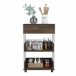 FM FURNITURE Dundee 2-Shelf Engineered Wood Kitchen Cart in Dark Walnut/White