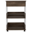 FM FURNITURE Dundee 2-Shelf Engineered Wood Kitchen Cart in Dark Walnut/White