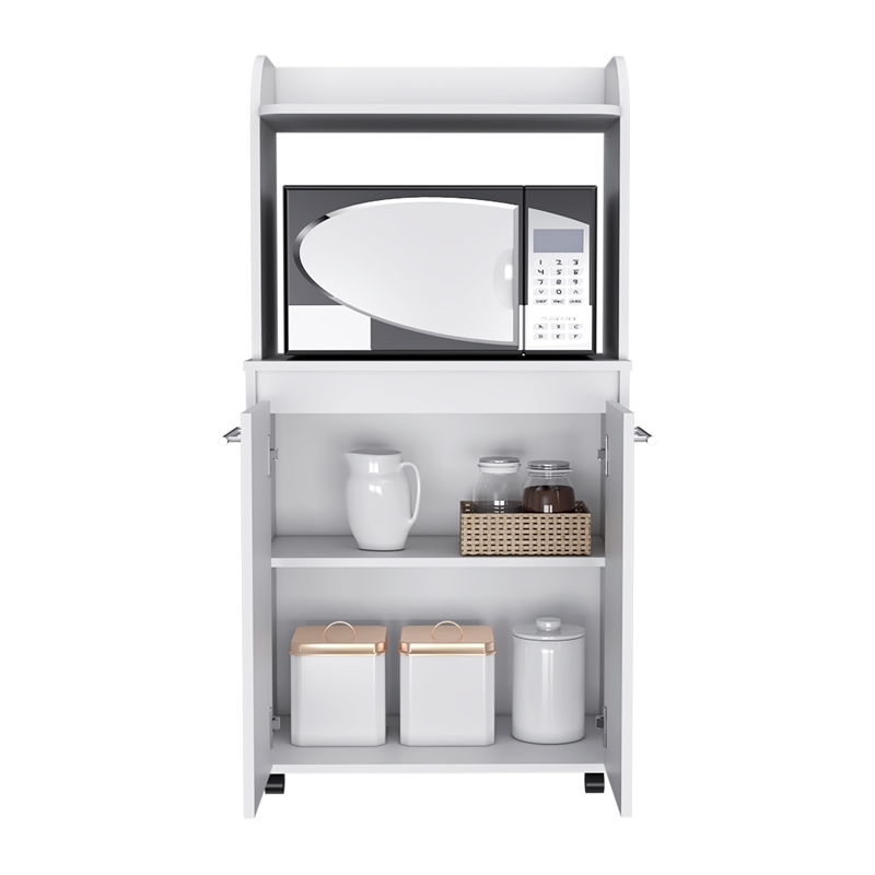FM FURNITURE Rockford 2-Door Engineered Wood Kitchen Cart For Kitchen in White