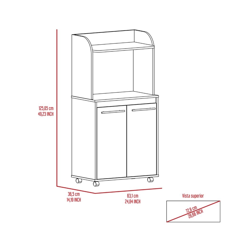 FM FURNITURE Rockford 2-Door Engineered Wood Kitchen Cart For Kitchen in White
