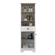FM FURNITURE Alaskan Engineered Wood & Linen Cabinet in Light Oak/White