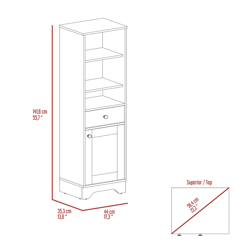 FM FURNITURE Alaskan Engineered Wood & Linen Cabinet in Light Oak/White