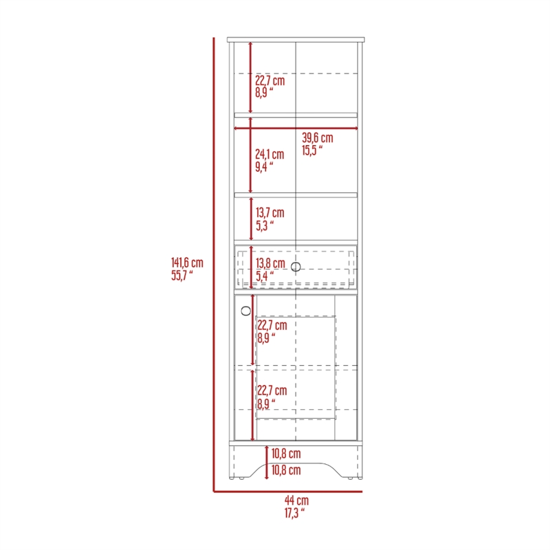 FM FURNITURE Alaskan Engineered Wood & Linen Cabinet in Light Oak/White