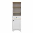 FM FURNITURE Alaskan Engineered Wood & Linen Cabinet in Light Oak/White