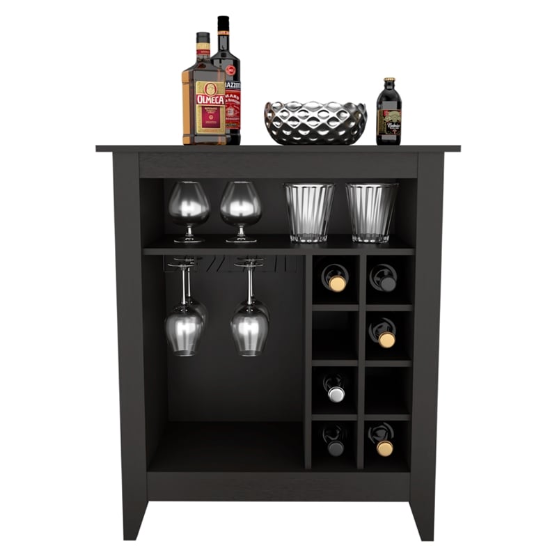 FM FURNITURE Future Engineered Wood Bar Cabinet with 2 Shelves in Black