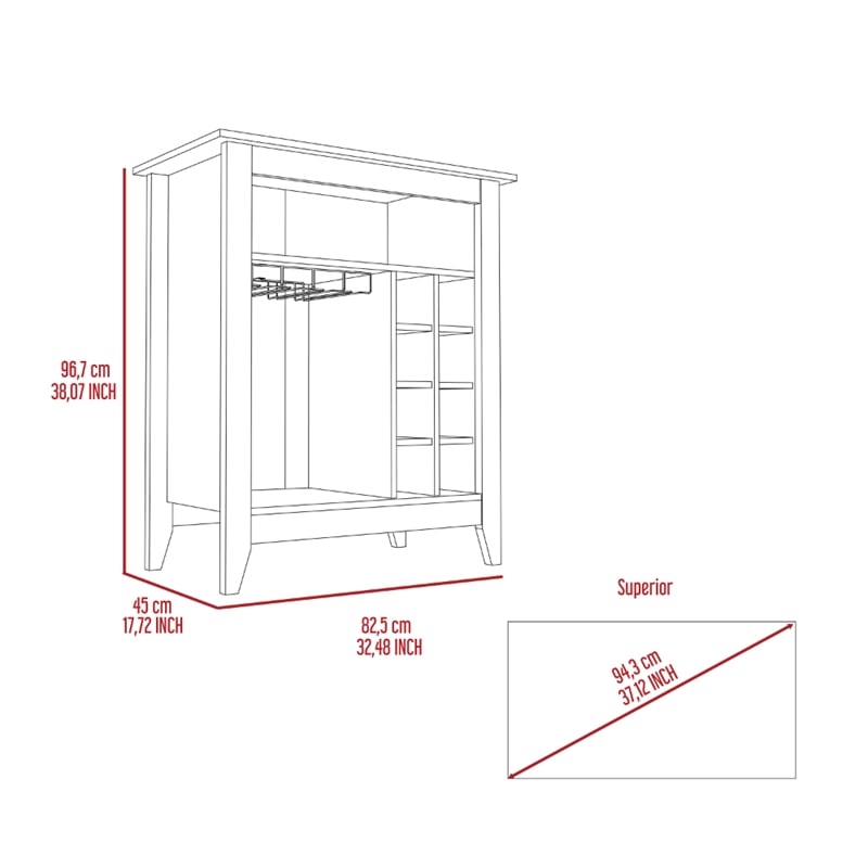 FM FURNITURE Future Engineered Wood Bar Cabinet with 2 Shelves in Black