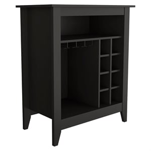 FM FURNITURE Future Engineered Wood Bar Cabinet with 2 Shelves in Black