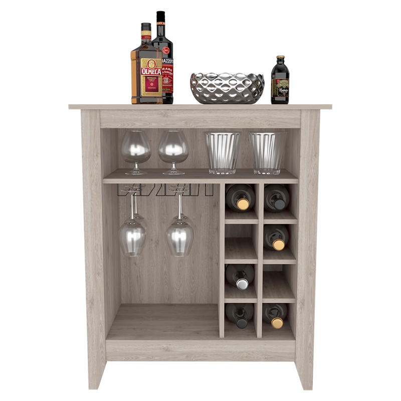 FM FURNITURE Future Engineered Wood Bar Cabinet For Living Room in Light Gray