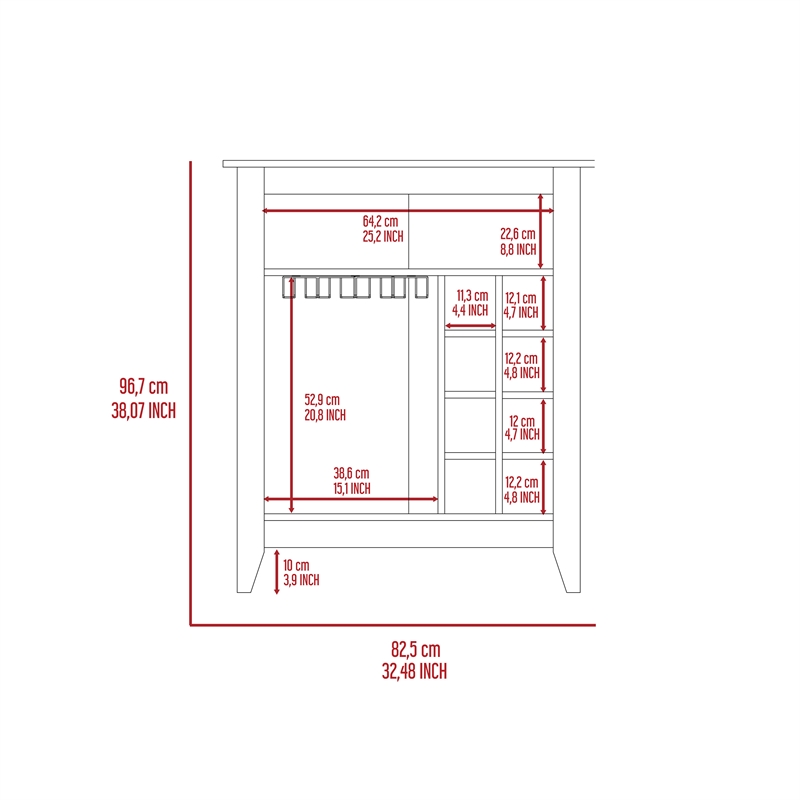 FM FURNITURE Future Engineered Wood Bar Cabinet For Living Room in Light Gray