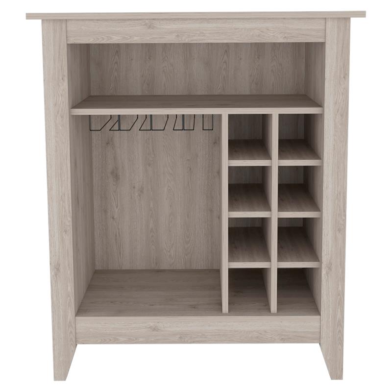 FM FURNITURE Future Engineered Wood Bar Cabinet For Living Room in Light Gray