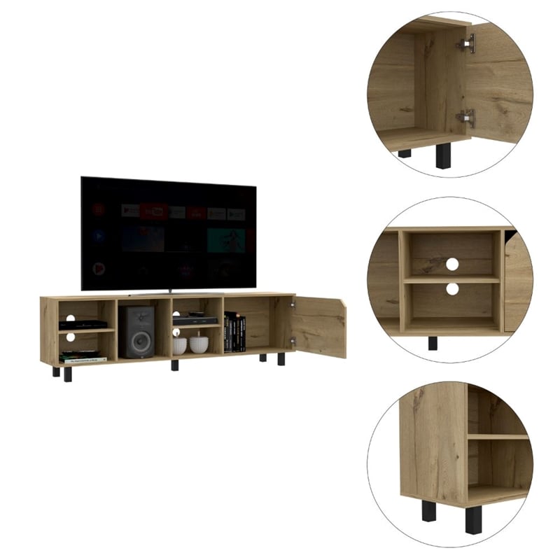 FM FURNITURE Native Engineered Wood TV Stand For Living Room in Light Oak
