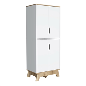 FM FURNITURE Zurich Engineered Wood Double Kitchen Pantry in Light Oak/White