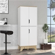 FM FURNITURE Zurich Engineered Wood Double Kitchen Pantry in Light Oak/White